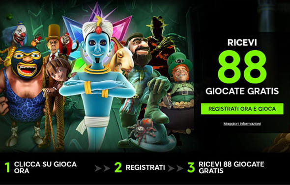 La homepage di 888casino, tappa obbligata per iniziare il processo di registrazione.