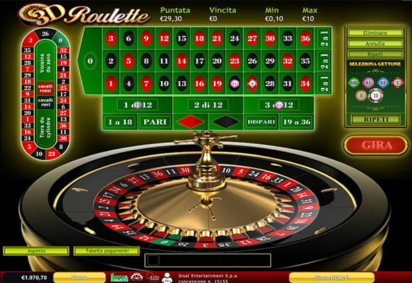 L'interfaccia grafica della 3D Roulette di Playtech.