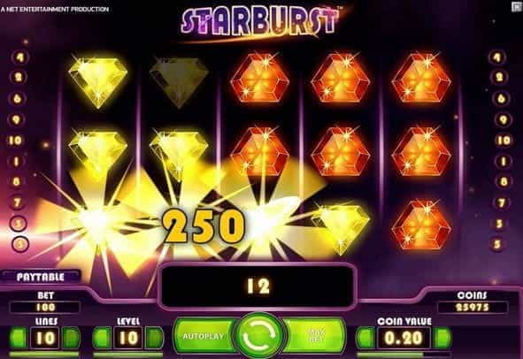 The gameplay screen in Starburst from NetEnt.