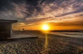 Sunrise on the beach in Argentina.