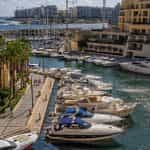 Yachts moored in Portomaso Harbor in Malta.