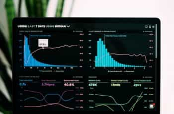 A computer screen displaying various graphs and statistics reflecting the performance of a specific entity.